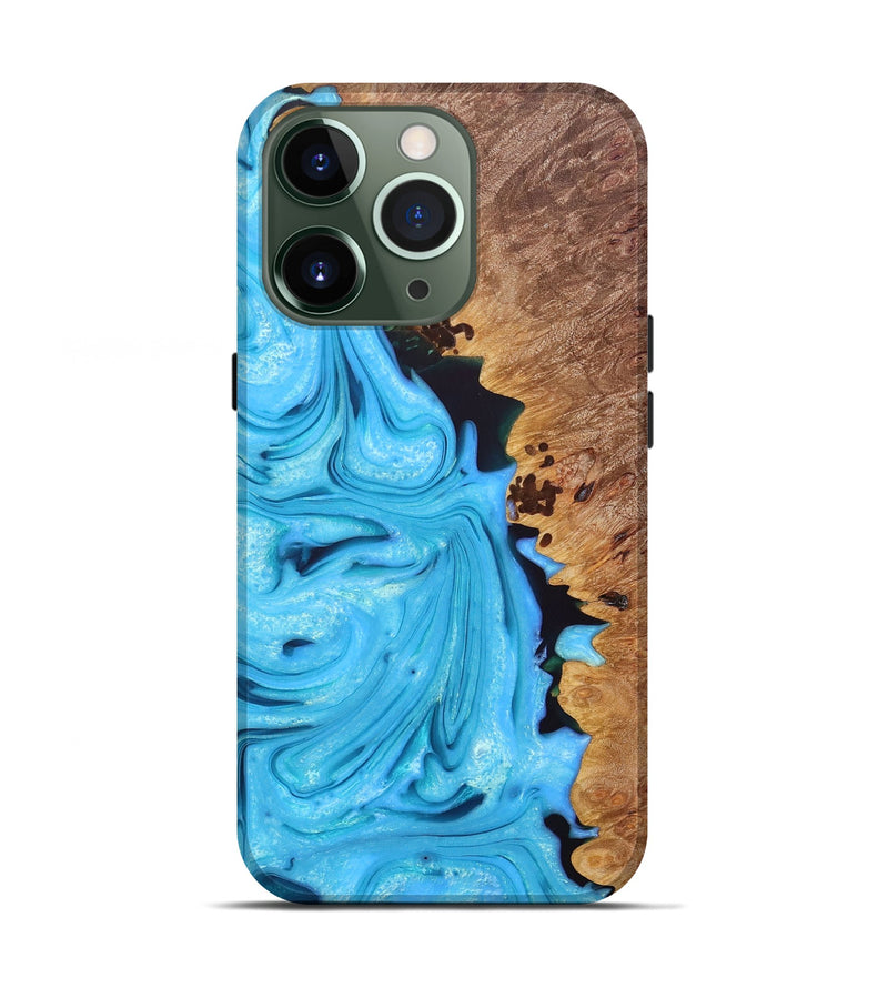 iPhone 13 Pro Wood+Resin Live Edge Phone Case - Dustin (Blue, 679391)