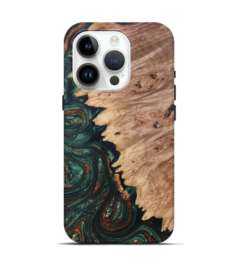 iPhone 15 Pro Wood+Resin Live Edge Phone Case - Major (Green, 679395)
