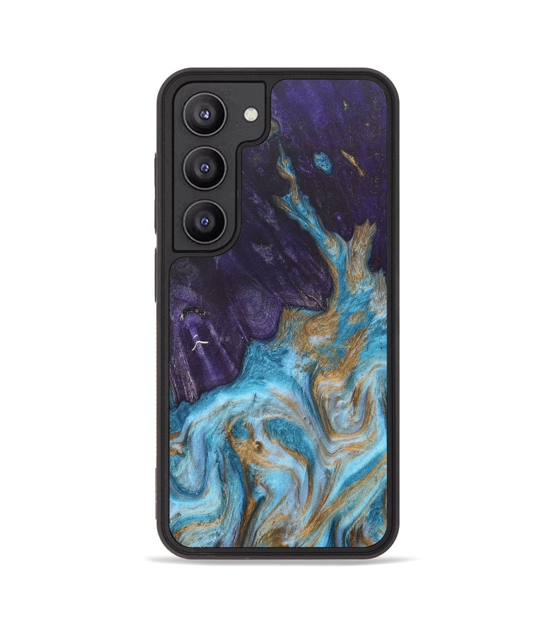 Galaxy S23 Wood+Resin Phone Case - Kenny (Teal & Gold, 679436)