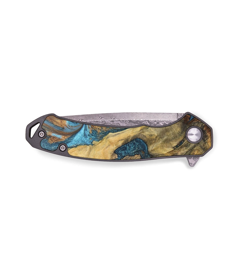 EDC Wood+Resin Pocket Knife - Doug (Teal & Gold, 679526)