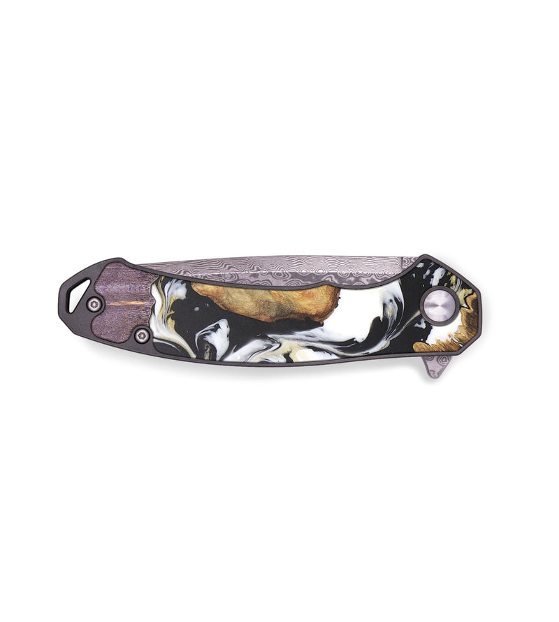 EDC Wood+Resin Pocket Knife - Deandre (Black & White, 679527)