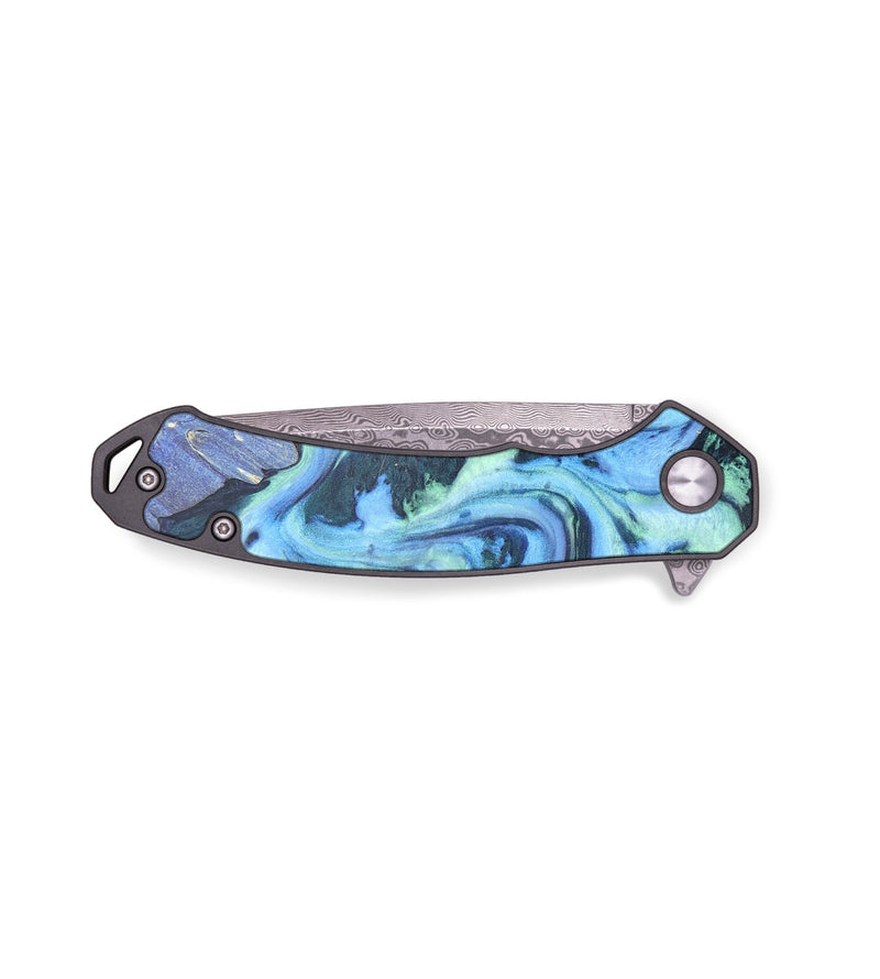 EDC Wood+Resin Pocket Knife - Kris (Blue, 679542)