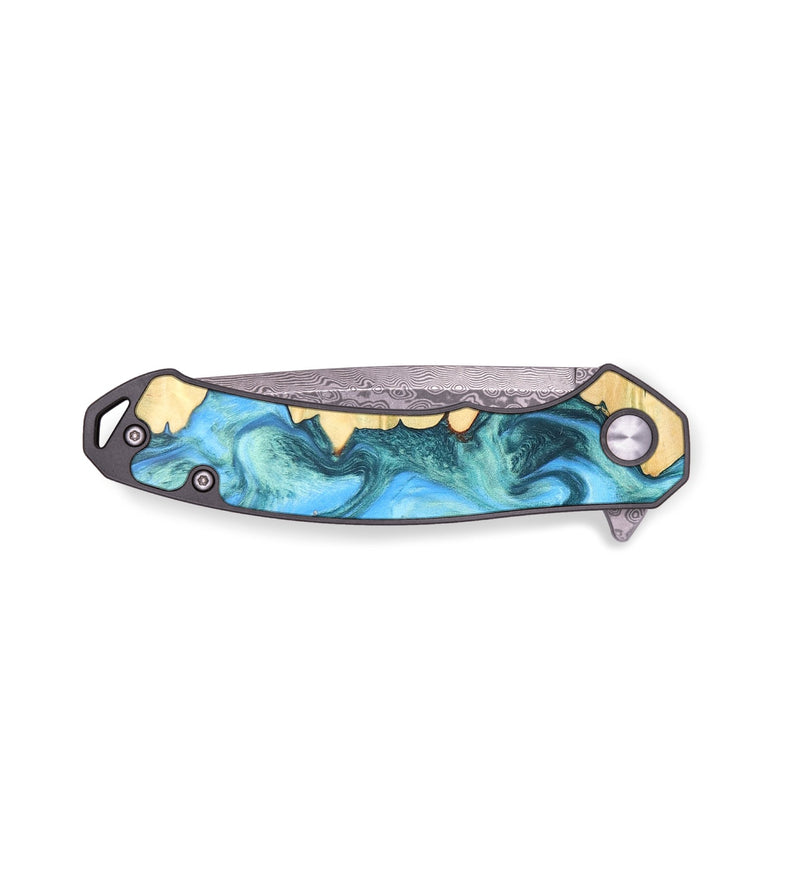 EDC Wood+Resin Pocket Knife - Tabatha (Blue, 679544)