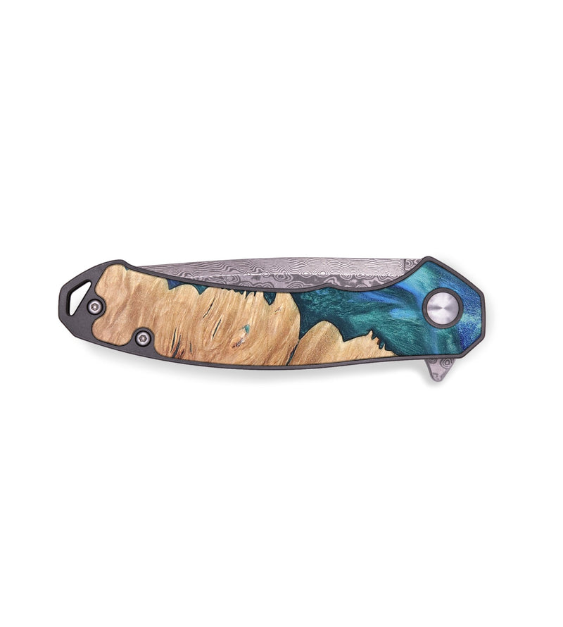 EDC Wood+Resin Pocket Knife - Warren (Blue, 679545)