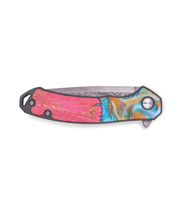 EDC Wood+Resin Pocket Knife - Tyler (Teal & Gold, 679559)