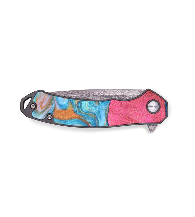EDC Wood+Resin Pocket Knife - Drake (Teal & Gold, 679560)