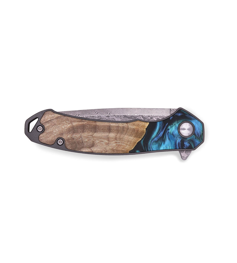 EDC Wood+Resin Pocket Knife - Bryan (Blue, 679566)