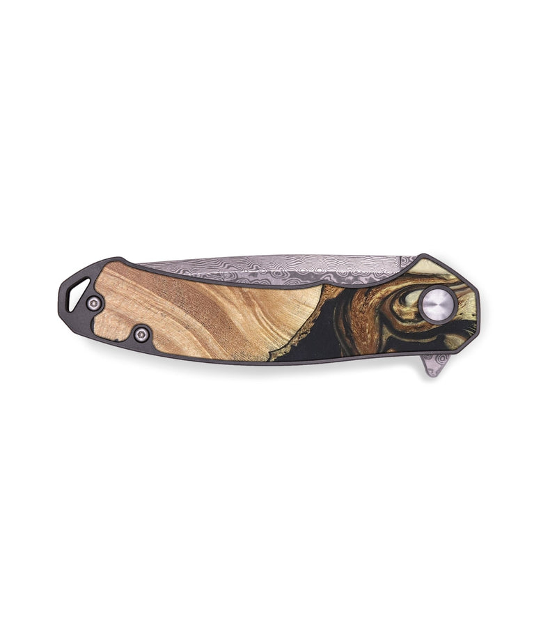 EDC Wood+Resin Pocket Knife - Skyler (Black & White, 679575)