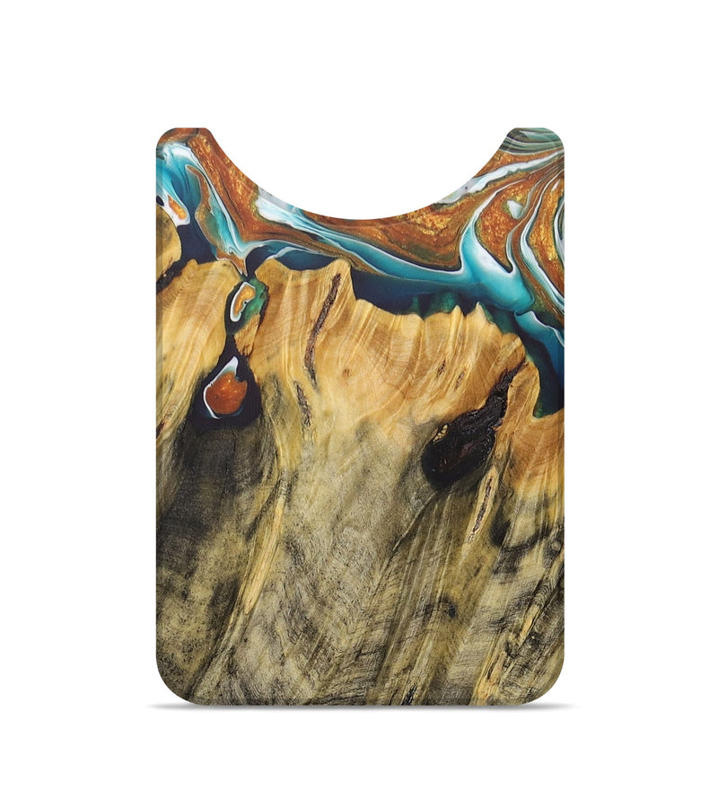 Live Edge Wood+Resin Wallet - Debra (Teal & Gold, 679978)