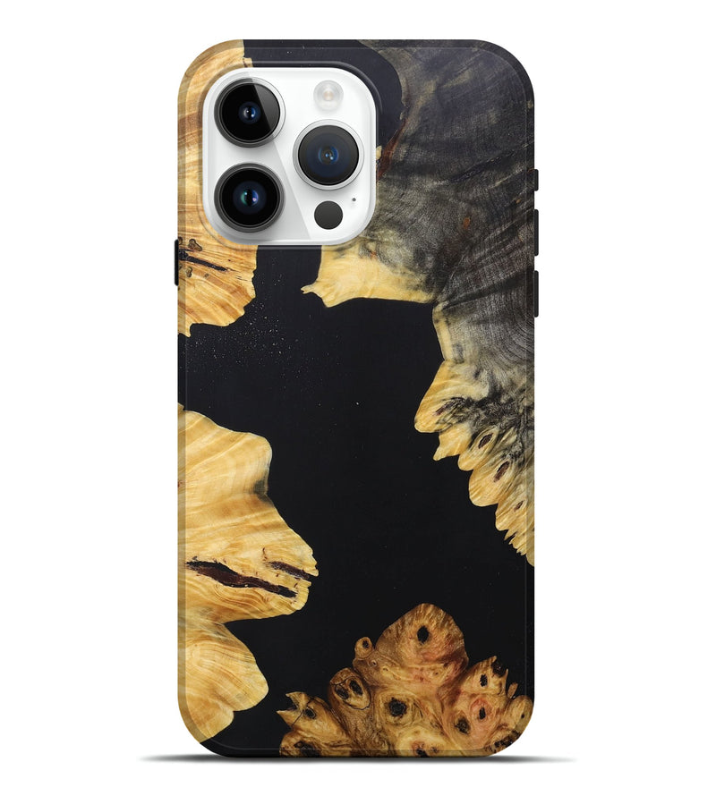 iPhone 15 Pro Max Wood+Resin Live Edge Phone Case - Paulina (Pure Black, 679986)