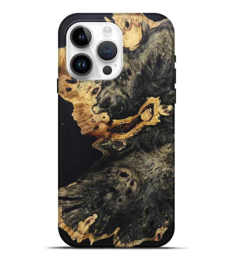 iPhone 15 Pro Max Wood+Resin Live Edge Phone Case - Amber (Pure Black, 679988)