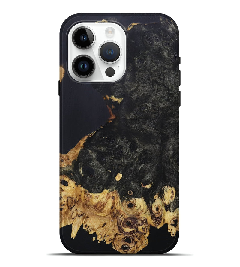 iPhone 15 Pro Max Wood+Resin Live Edge Phone Case - Zachariah (Pure Black, 679989)