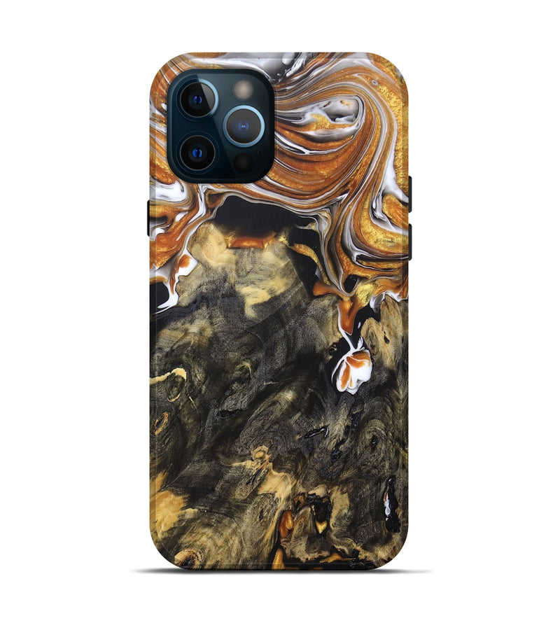 iPhone 12 Pro Wood+Resin Live Edge Phone Case - Penny (Black & White, 679990)
