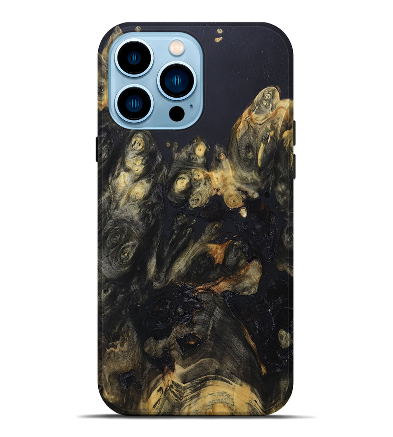 iPhone 14 Pro Max Wood+Resin Live Edge Phone Case - Tricia (Pure Black, 679998)