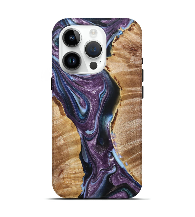 iPhone 15 Pro Wood+Resin Live Edge Phone Case - Lottie (Purple, 680003)