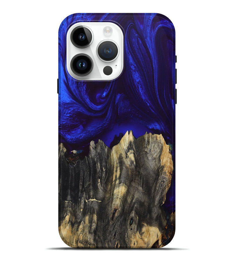 iPhone 15 Pro Max Wood+Resin Live Edge Phone Case - Celeste (Blue, 680012)