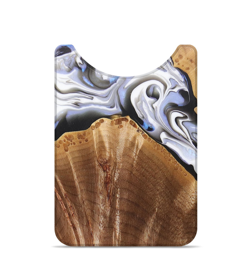 Live Edge Wood+Resin Wallet - Celeste (Black & White, 680126)