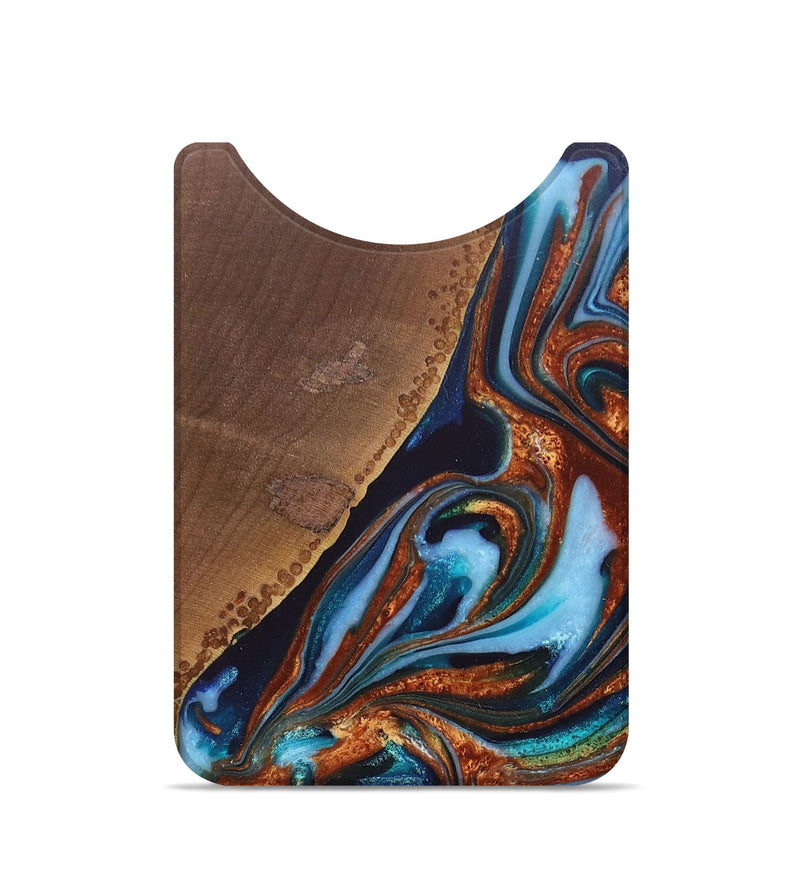Live Edge Wood+Resin Wallet - Audrey (Teal & Gold, 680143)