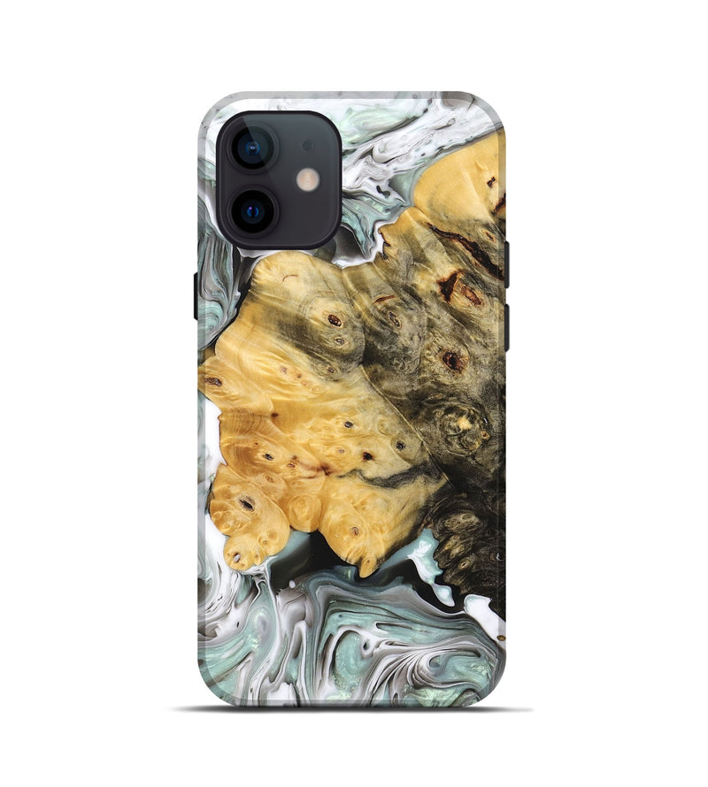iPhone 12 mini Wood+Resin Live Edge Phone Case - Trent (Black & White, 680148)