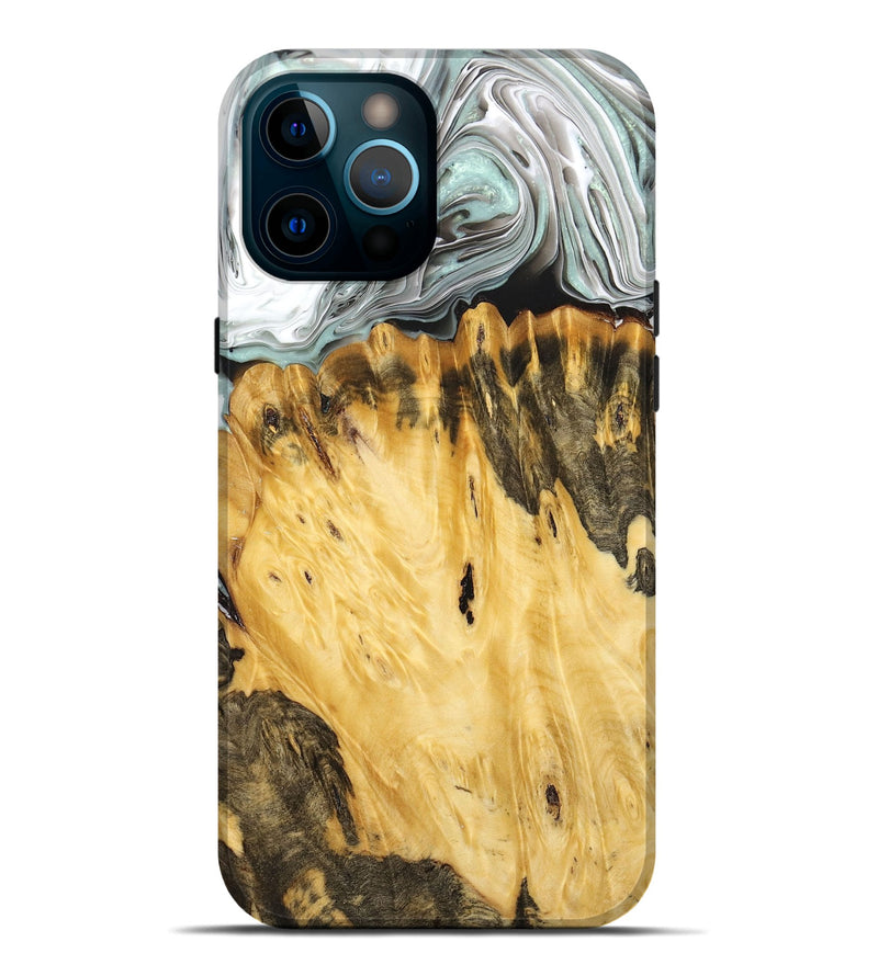 iPhone 12 Pro Max Wood+Resin Live Edge Phone Case - Daniel (Black & White, 680149)