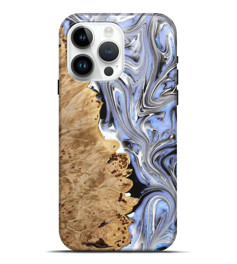 iPhone 15 Pro Max Wood+Resin Live Edge Phone Case - June (Blue, 680152)