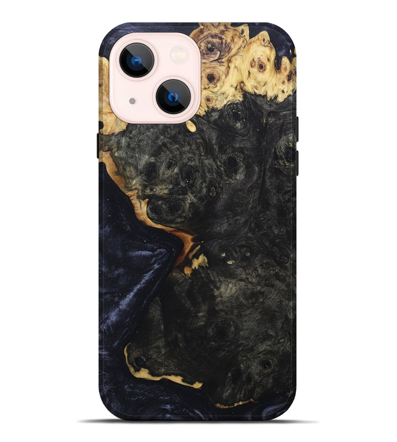 iPhone 14 Plus Wood+Resin Live Edge Phone Case - Jorge (Pure Black, 680154)