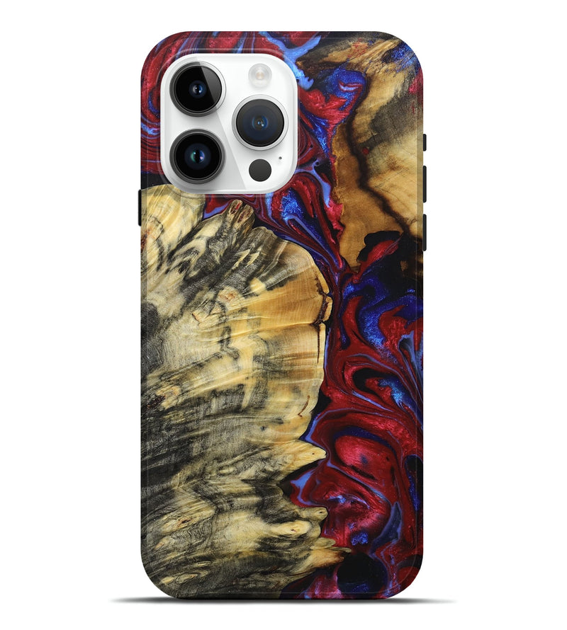 iPhone 15 Pro Max Wood+Resin Live Edge Phone Case - Xavier (Red, 680157)