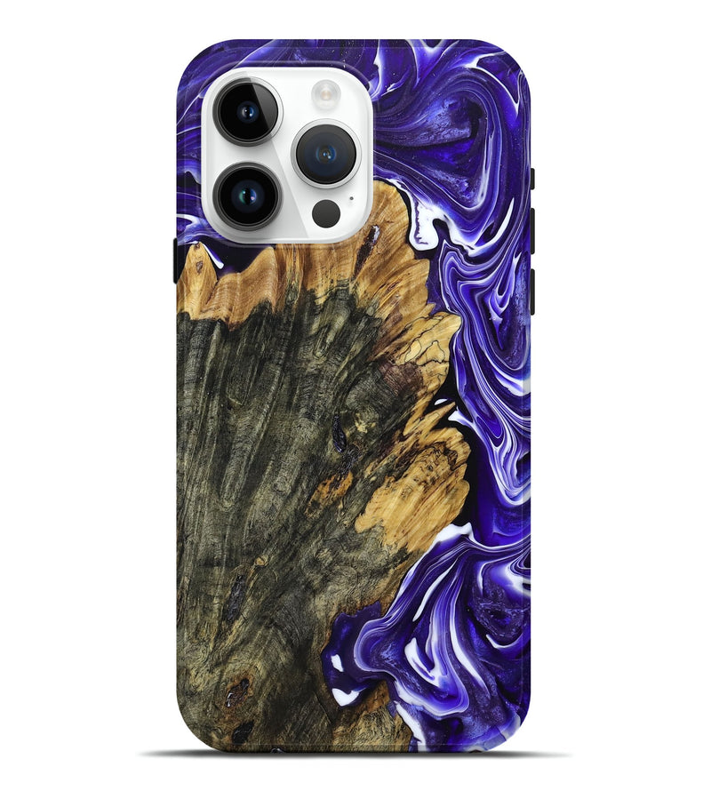 iPhone 15 Pro Max Wood+Resin Live Edge Phone Case - Paulette (Purple, 680163)
