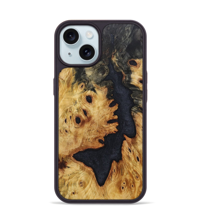 iPhone 15 Wood+Resin Phone Case - Madelyn (Wood Burl, 680232)
