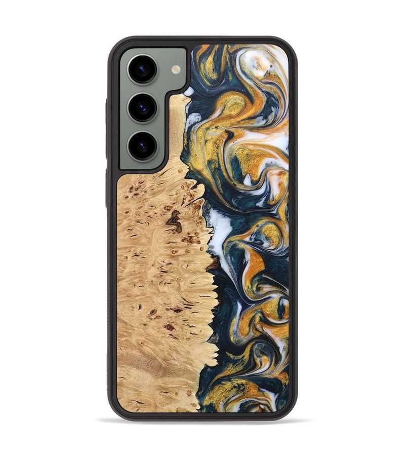 Galaxy S23 Plus Wood+Resin Phone Case - Teresa (Teal & Gold, 680254)
