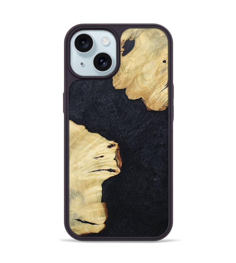 iPhone 15 Wood+Resin Phone Case - Isla (Pure Black, 680302)