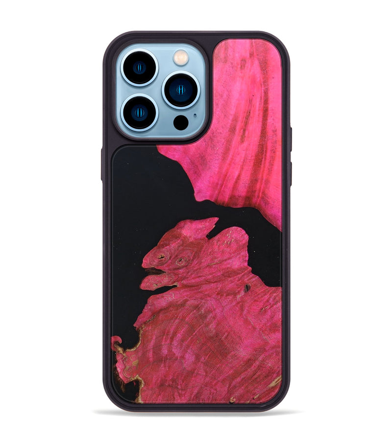 iPhone 14 Pro Max Wood+Resin Phone Case - Lucas (Pure Black, 680481)