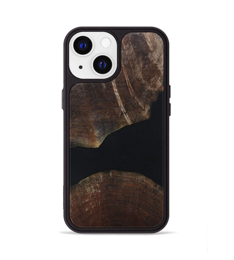 iPhone 13 Wood+Resin Phone Case - Dorothea (Pure Black, 680484)