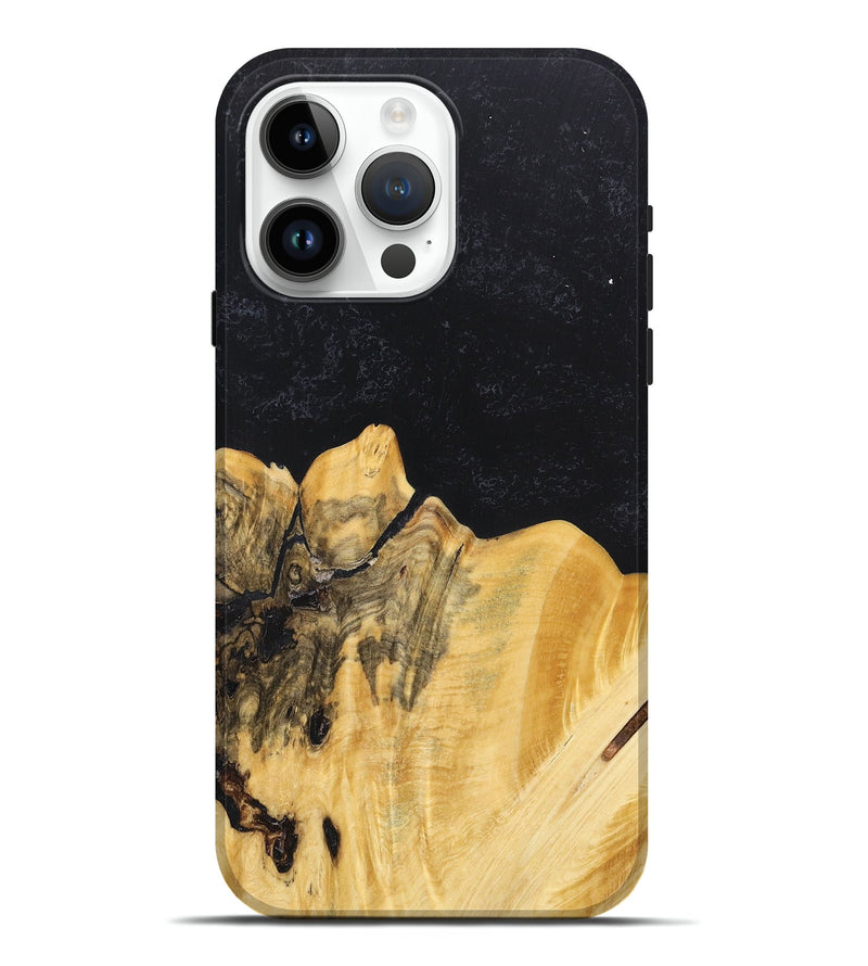iPhone 15 Pro Max Wood+Resin Live Edge Phone Case - Gia (Pure Black, 680524)