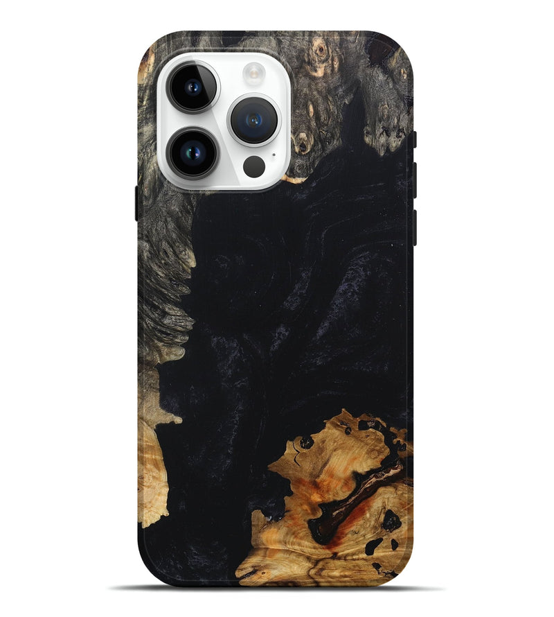 iPhone 15 Pro Max Wood+Resin Live Edge Phone Case - Merle (Pure Black, 680525)