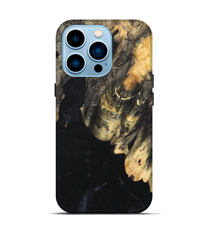 iPhone 14 Pro Wood+Resin Live Edge Phone Case - Alexis (Pure Black, 680526)