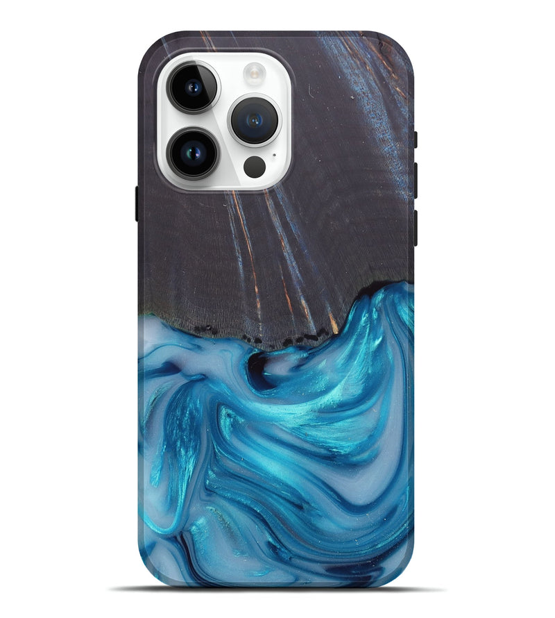 iPhone 15 Pro Max Wood+Resin Live Edge Phone Case - Cheyanne (Blue, 680542)
