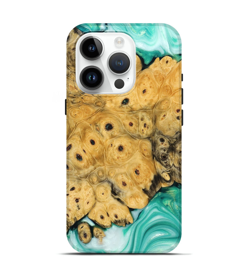 iPhone 15 Pro Wood+Resin Live Edge Phone Case - Shane (Green, 680549)
