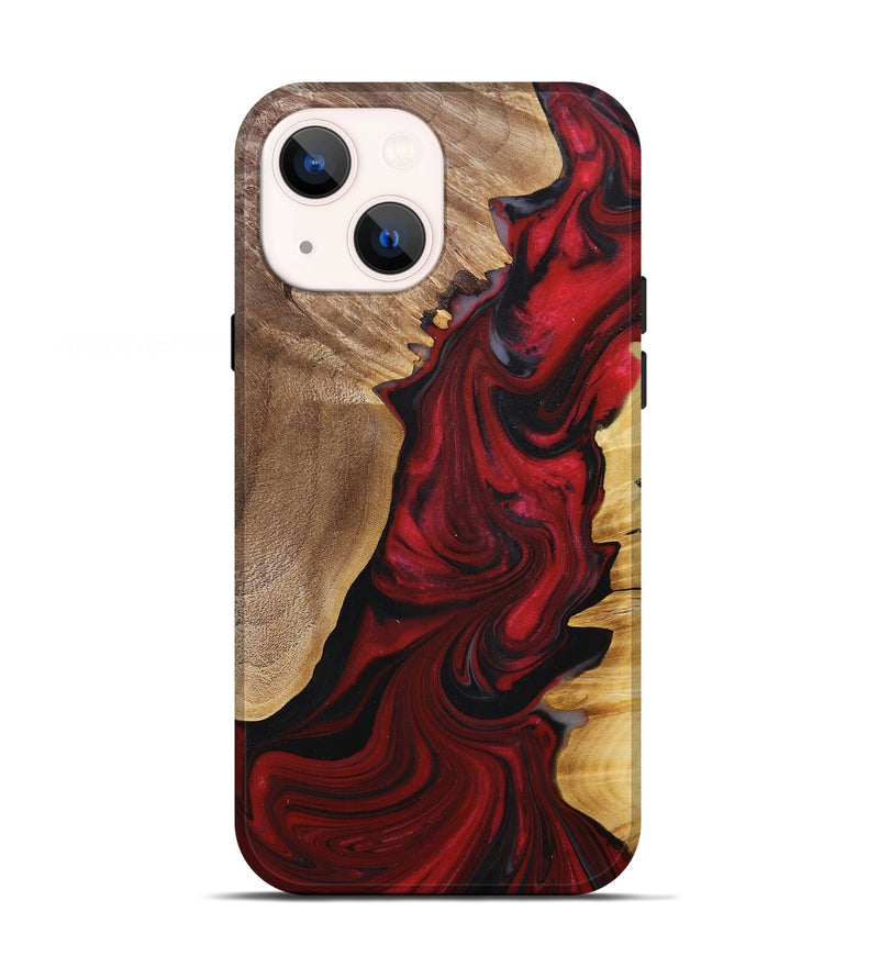 iPhone 13 Wood+Resin Live Edge Phone Case - Ellen (Red, 680574)