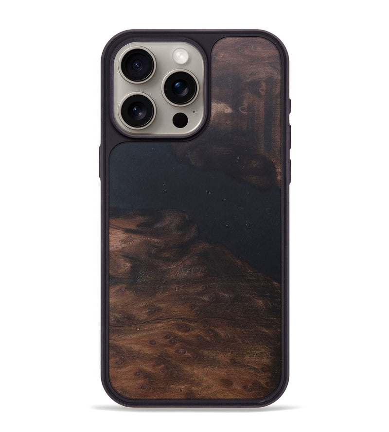 iPhone 15 Pro Max Wood+Resin Phone Case - Rex (Pure Black, 680604)