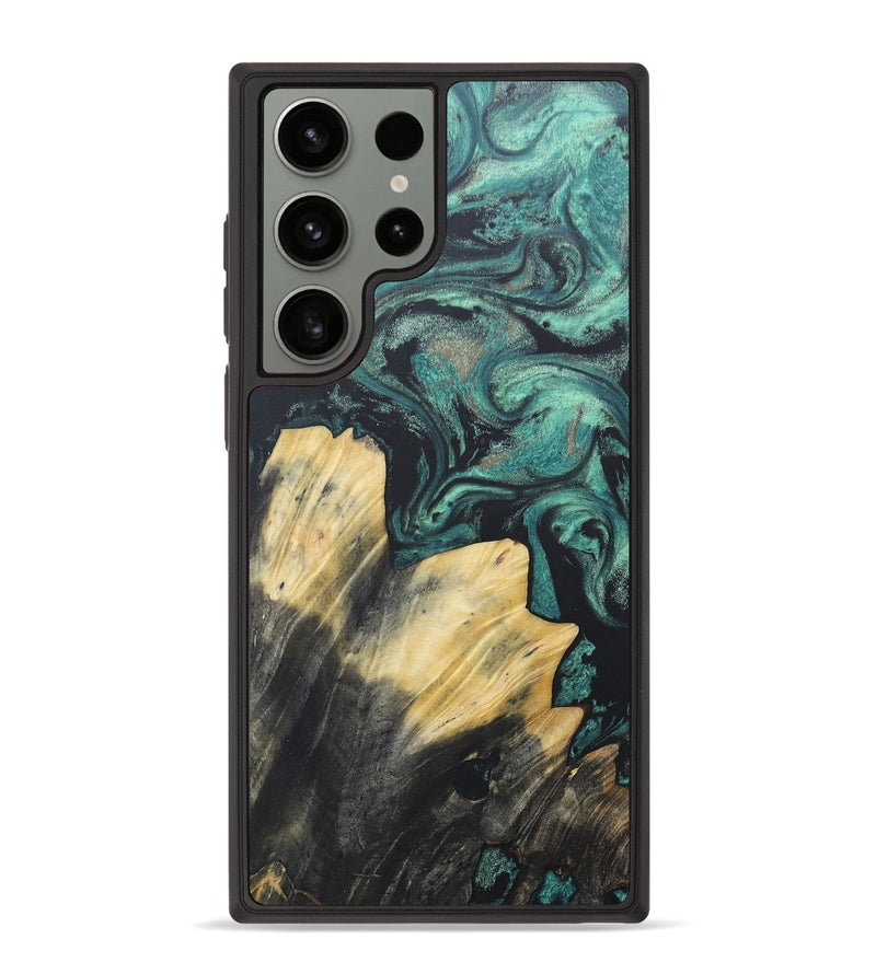 Galaxy S23 Ultra Wood+Resin Phone Case - Angela (Green, 680664)