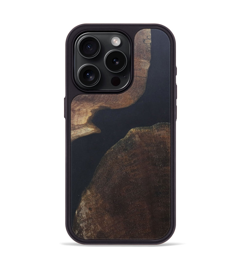 iPhone 15 Pro Wood+Resin Phone Case - Terry (Pure Black, 680805)