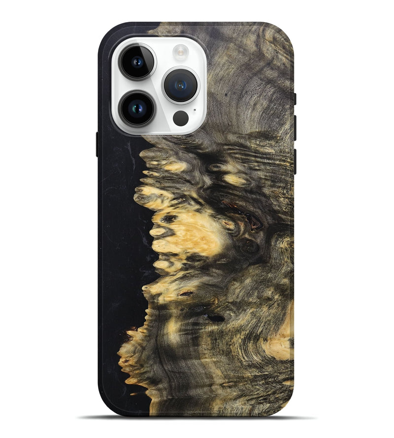 iPhone 15 Pro Max Wood+Resin Live Edge Phone Case - Bessie (Pure Black, 680838)