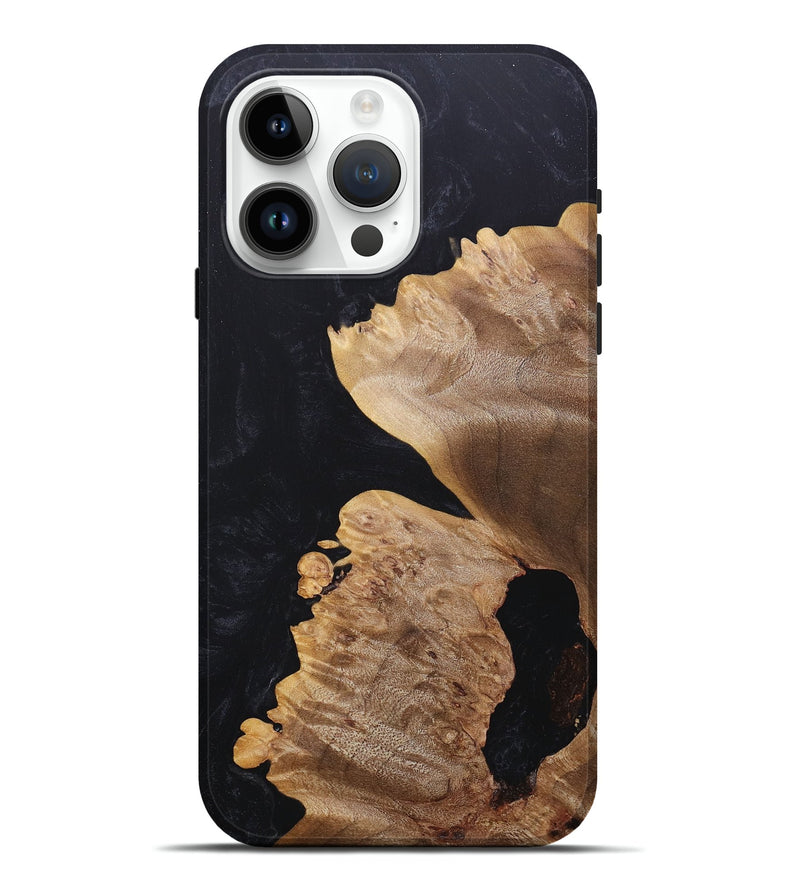 iPhone 15 Pro Max Wood+Resin Live Edge Phone Case - Jeanette (Pure Black, 680839)