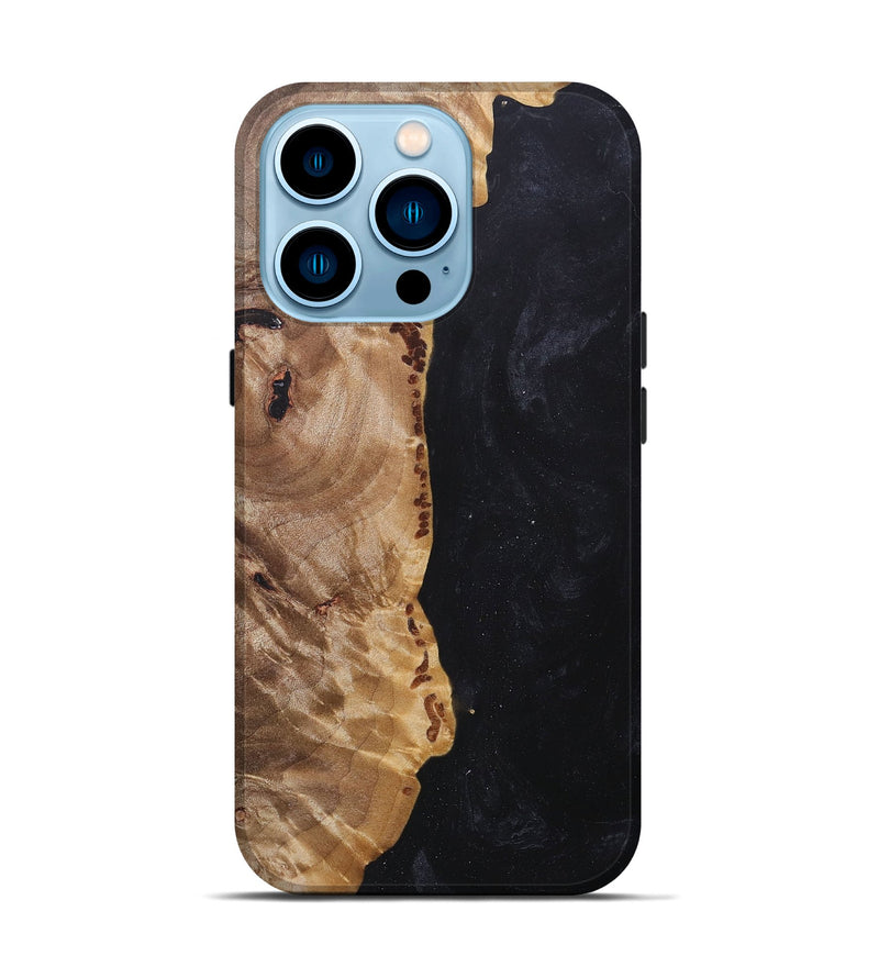 iPhone 14 Pro Wood+Resin Live Edge Phone Case - Crystal (Pure Black, 680843)