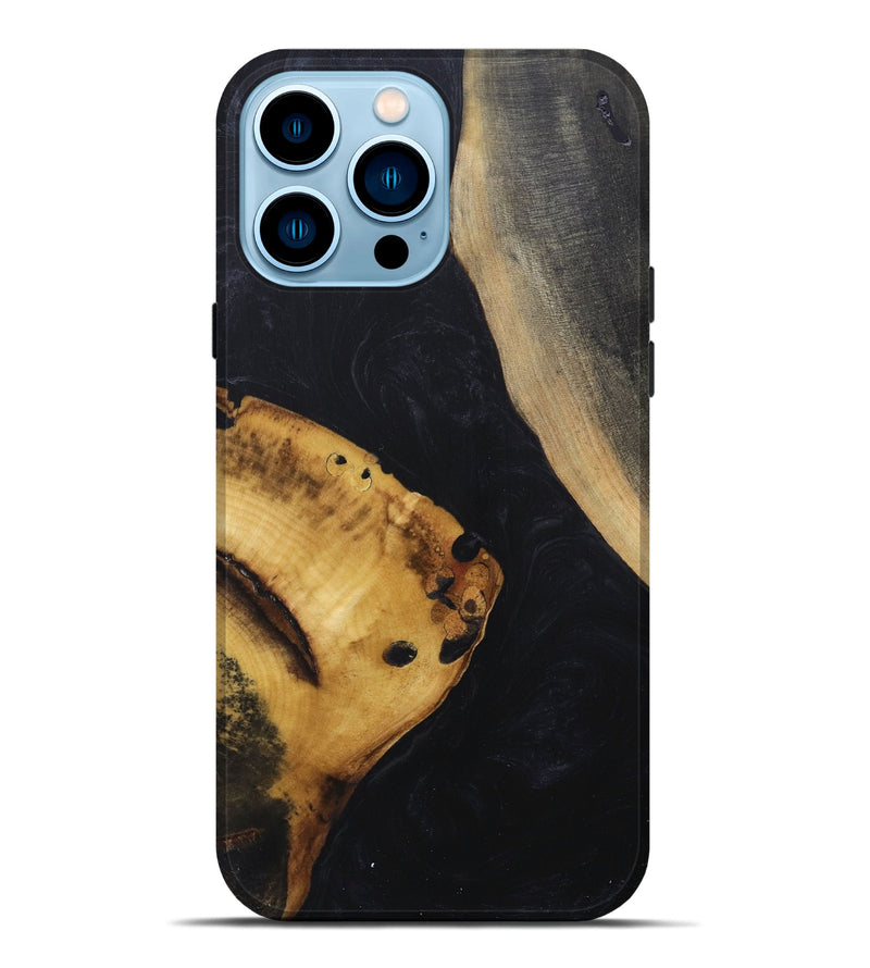 iPhone 14 Pro Max Wood+Resin Live Edge Phone Case - Gerald (Pure Black, 680844)