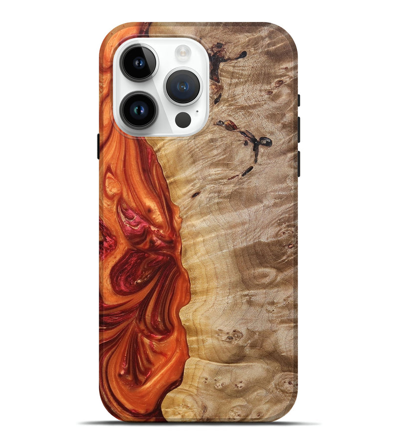 iPhone 15 Pro Max Wood+Resin Live Edge Phone Case - Rickey (Red, 680852)