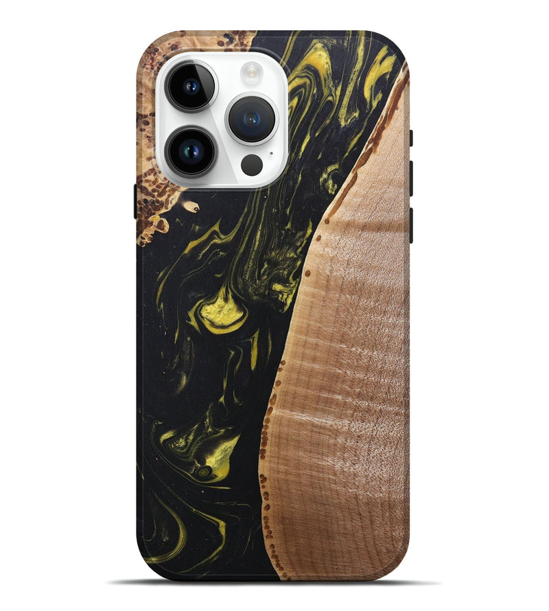 iPhone 15 Pro Max Wood+Resin Live Edge Phone Case - Melanie (Black & White, 680864)