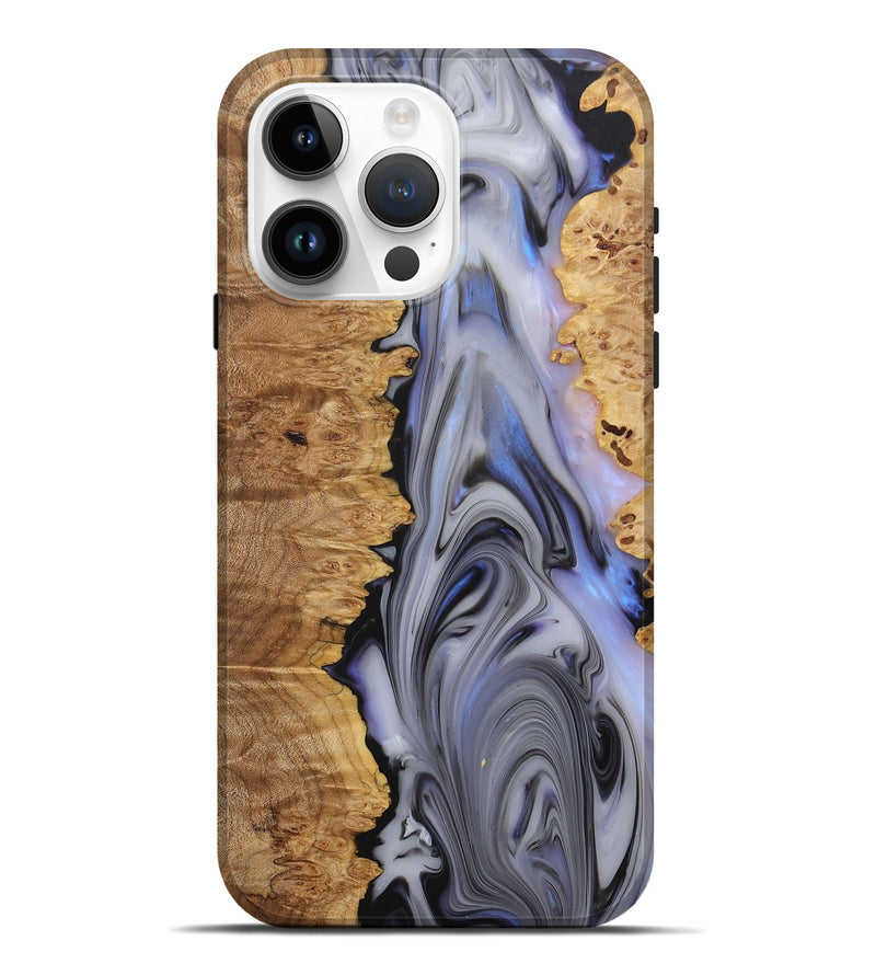 iPhone 15 Pro Max Wood+Resin Live Edge Phone Case - Claude (Black & White, 680868)