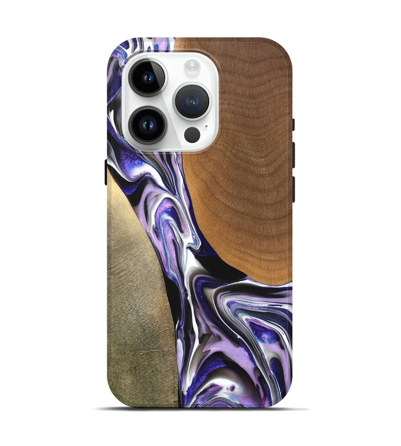 iPhone 15 Pro Wood+Resin Live Edge Phone Case - Gustavo (Purple, 680930)